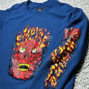 Empyre Shirt Womens Small Reelah Flame Skull Crewneck Long Sleeve Skateboarding
